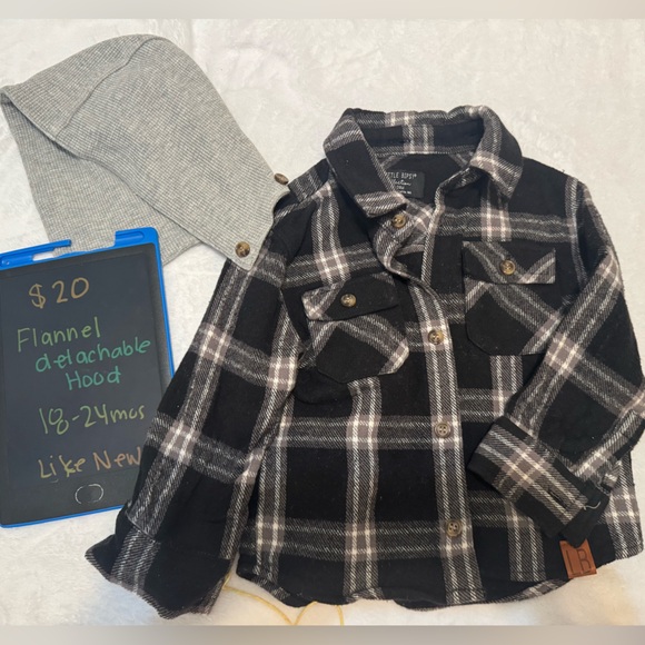 Little Bipsy Other - Little Bipsy Black and White Plaid Kids Flannel Shirt with Hood